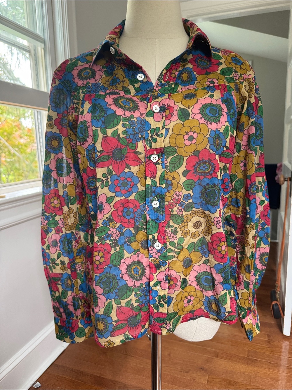 NWT MOTHER The Rhapsody Exes Floral cotton Button-Down Shirt - Picture 8 of 13